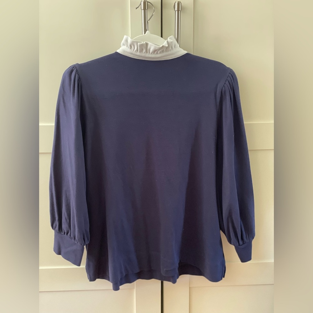 Navy Top with White Ruffle Collar - Picture 3 of 5